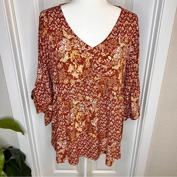 Impressions Flowy Fluttery V Neck Boho Top Sz.1X - Picture 1 of 5